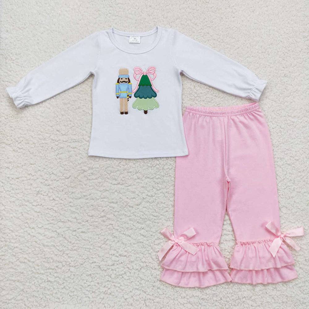 Baby Girls Christmas Soldier Shirt Ruffle Pants Clothing Set