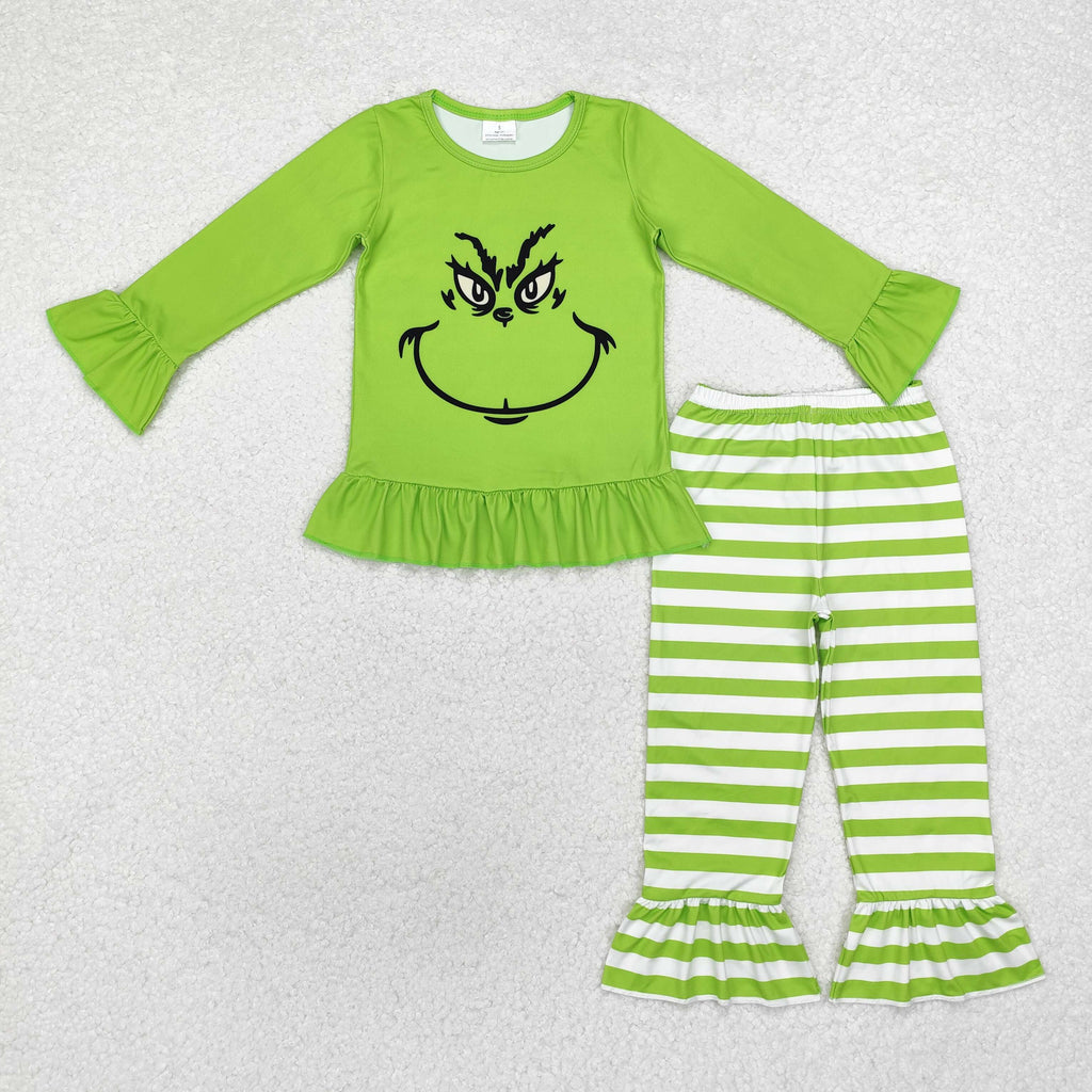 Sibling Baby Girls Santa Snowman Green Face Tunic Pants Christmas Clothes Sets