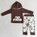 Baby boys dinosaur hoodie pants fall sets